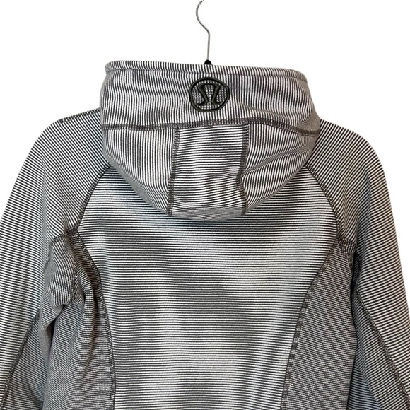 Lululemon Scuba Hoodie*Microstripe Full Zip Cotton Fleece Sweatshirt- Size 6 - Picture 10 of 14